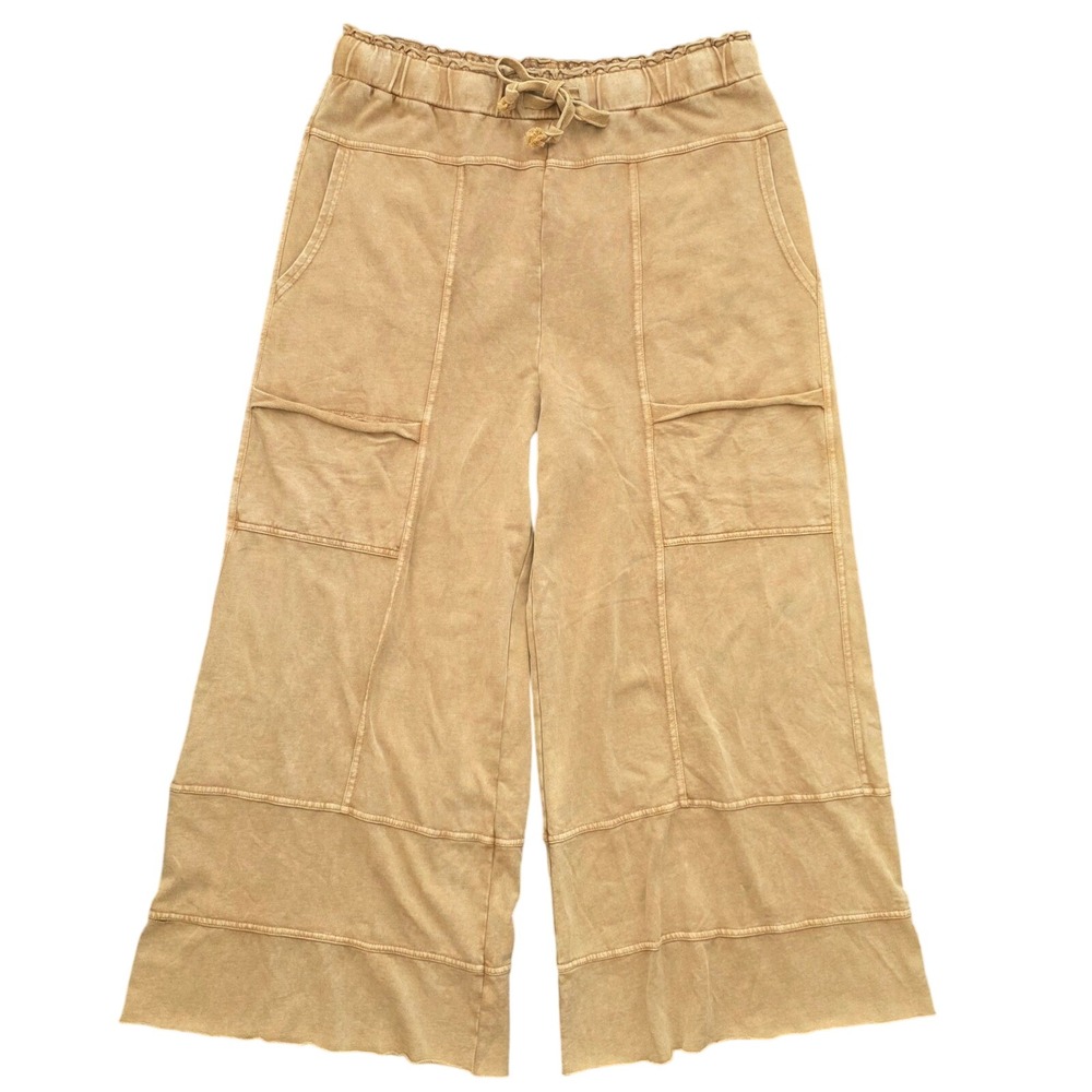 NWT Easel Camel Wide Leg Mineral Wash Cargo Pants Plus Size 2X 3